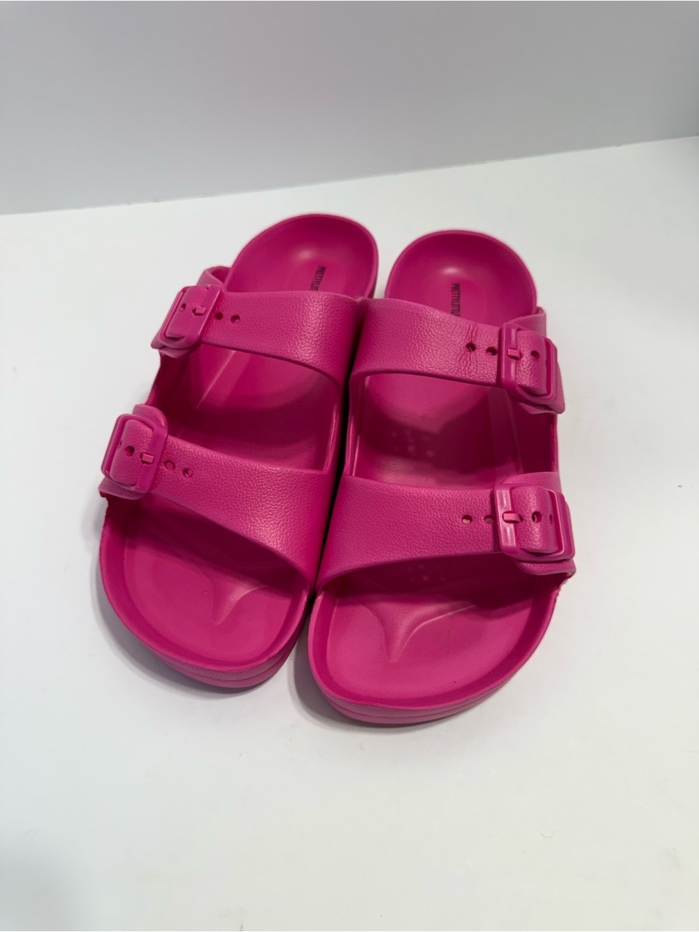 PrettyLittleThing Hot Pink Double Buckle Slide Sandals Wide. Barbie Vibes, Beach